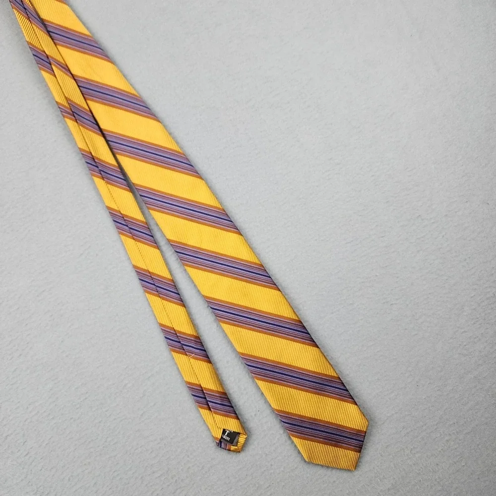 Robert Talbott Best Of Class Tie Mens One Size Yellow Striped Silk Woven USA